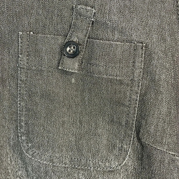 Sandro Sportswear Stretch Denim Shirt Dress Black Tab Sleeve Button Up Collar 12 - Picture 6 of 12